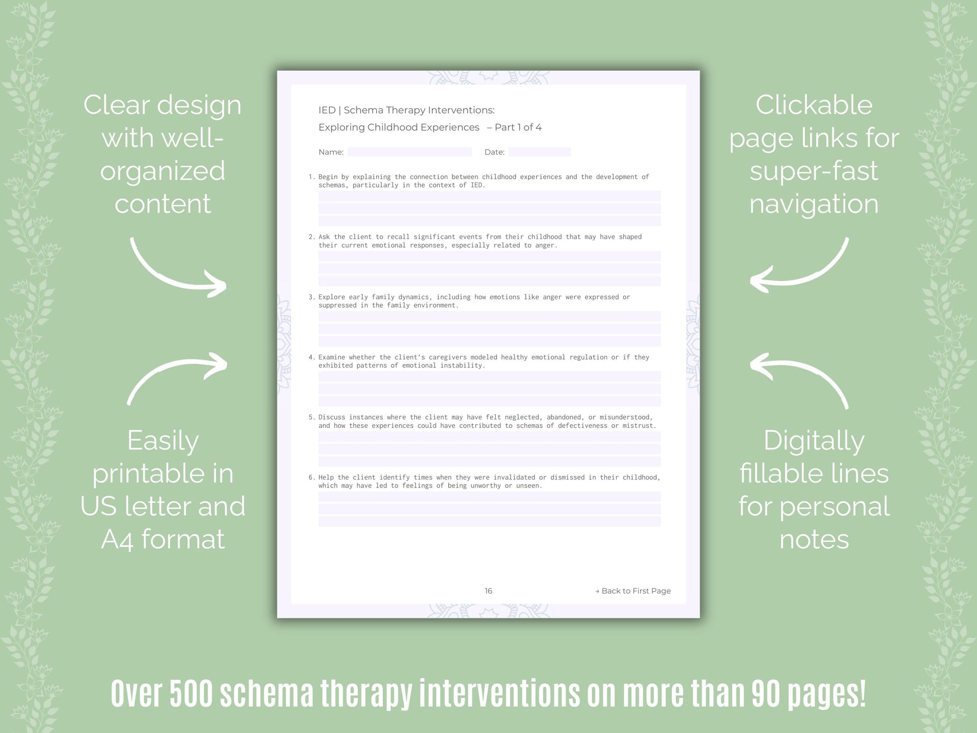 Intermittent Explosive Disorder (IED) Schema Therapy Counseling Templates