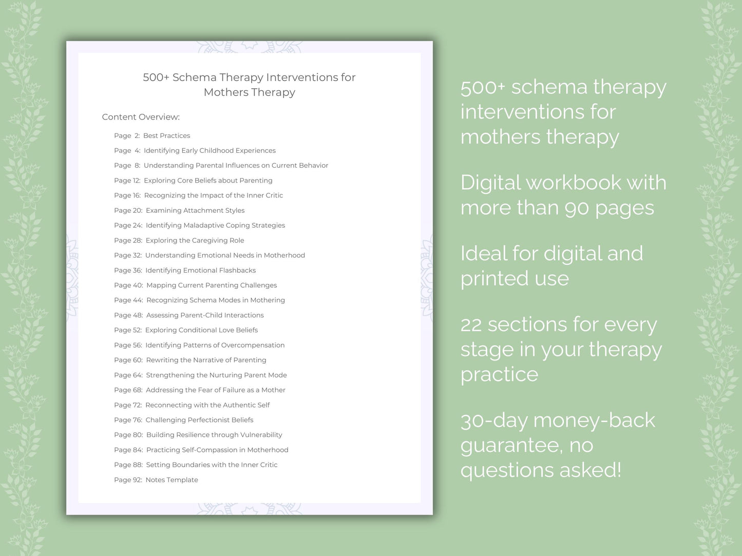 Mothers Schema Therapy Therapist Worksheets