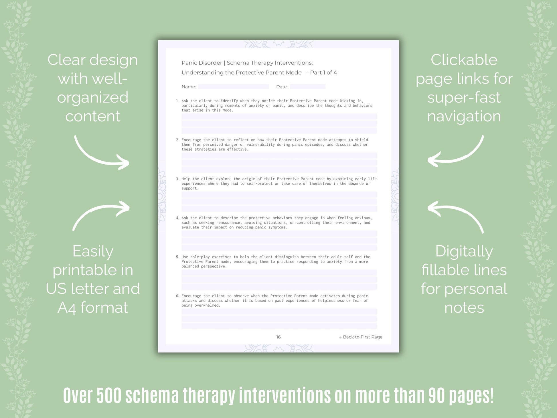 Panic Disorder Schema Therapy Counseling Templates