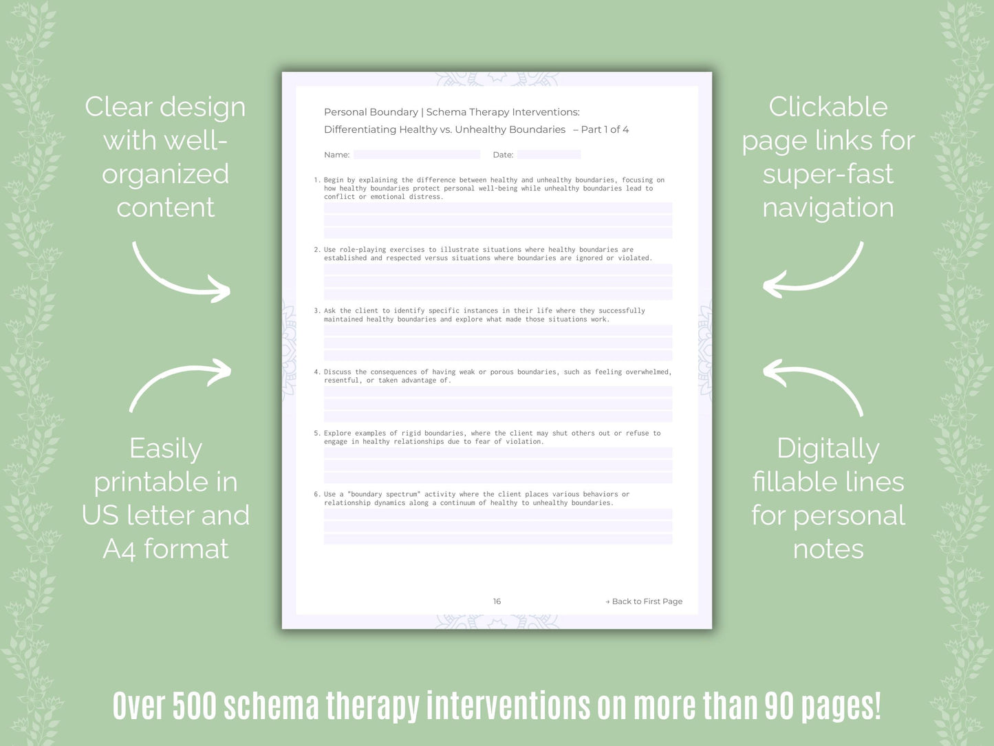 Personal Boundary Schema Therapy Counseling Templates