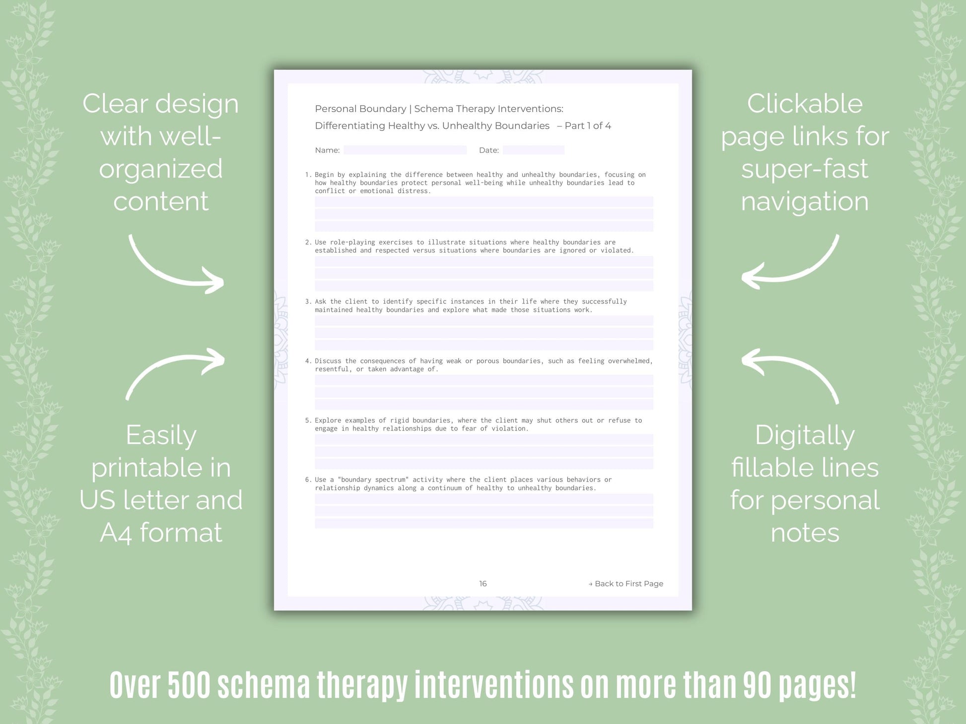 Personal Boundary Schema Therapy Counseling Templates