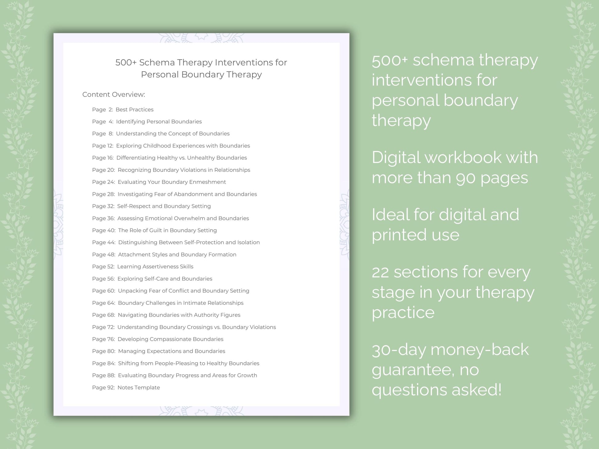 Personal Boundary Schema Therapy Therapist Worksheets