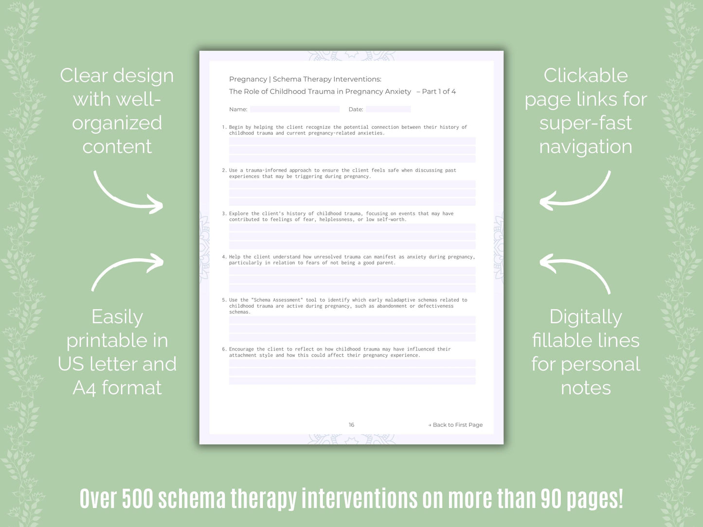 Pregnancy Schema Therapy Counseling Templates