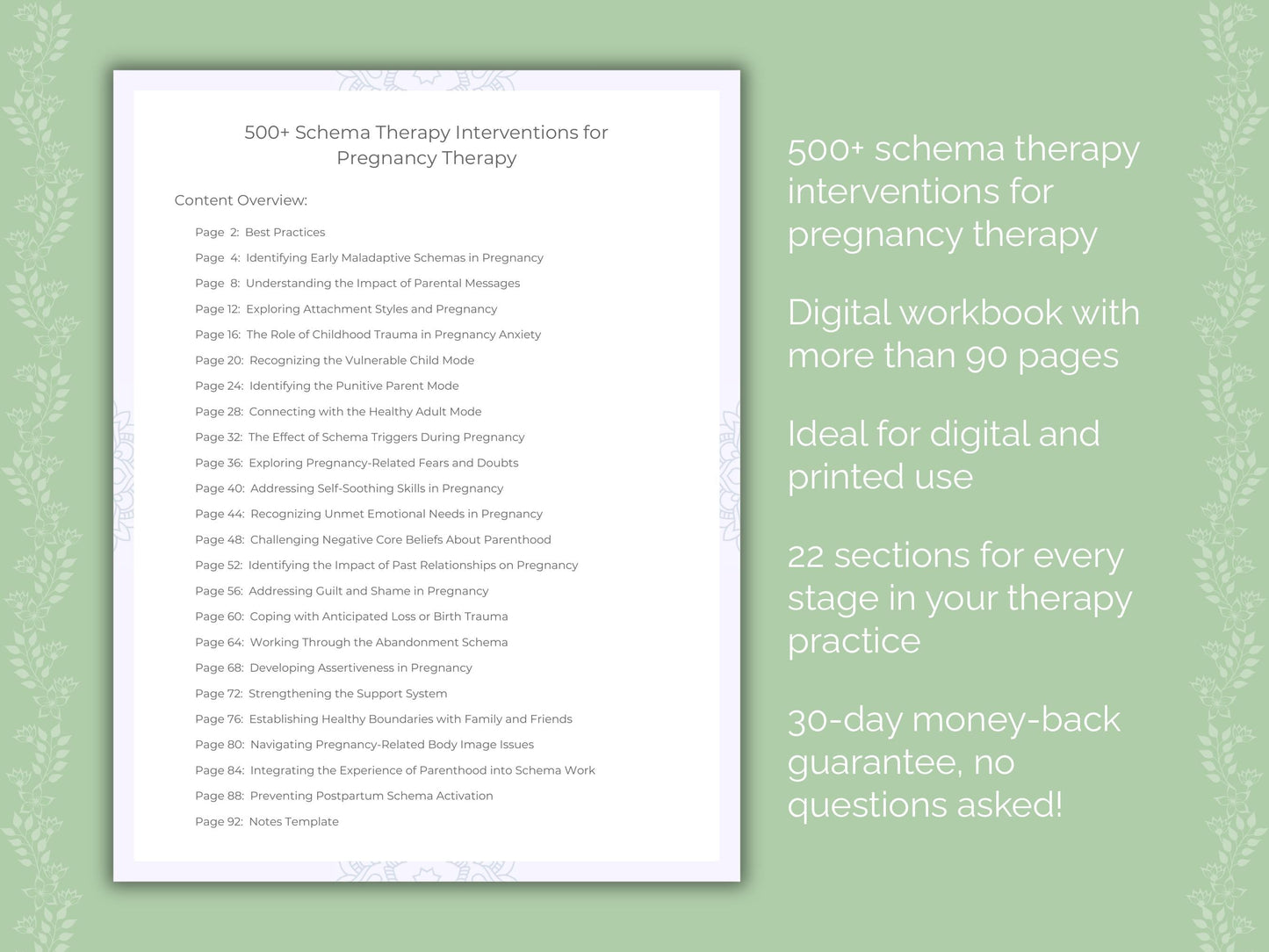 Pregnancy Schema Therapy Therapist Worksheets