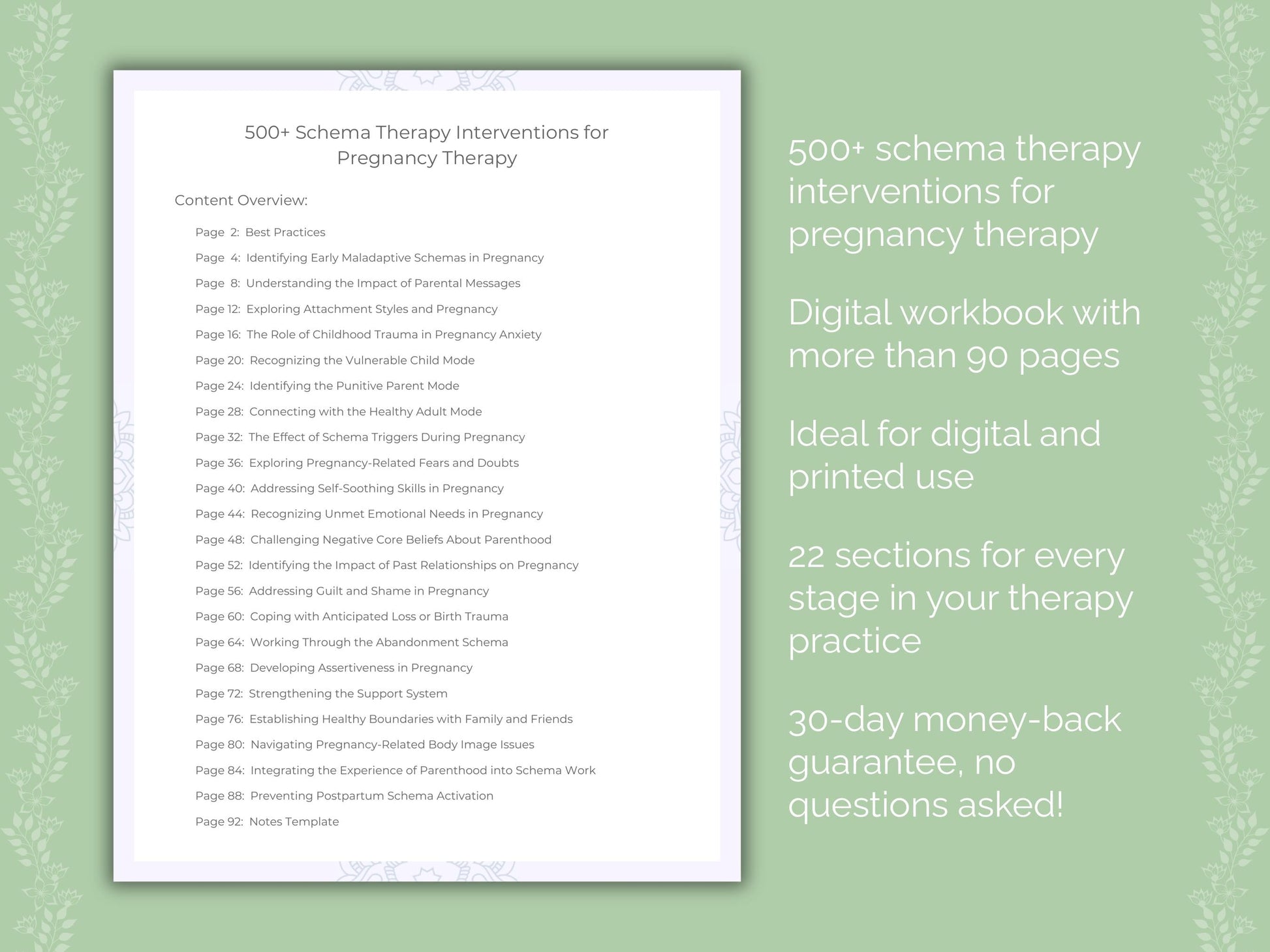 Pregnancy Schema Therapy Therapist Worksheets