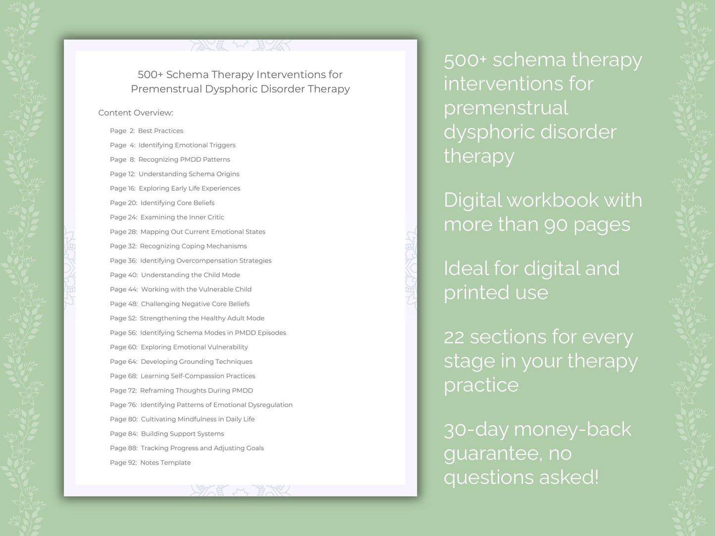 Premenstrual Dysphoric Disorder Schema Therapy Therapist Worksheets