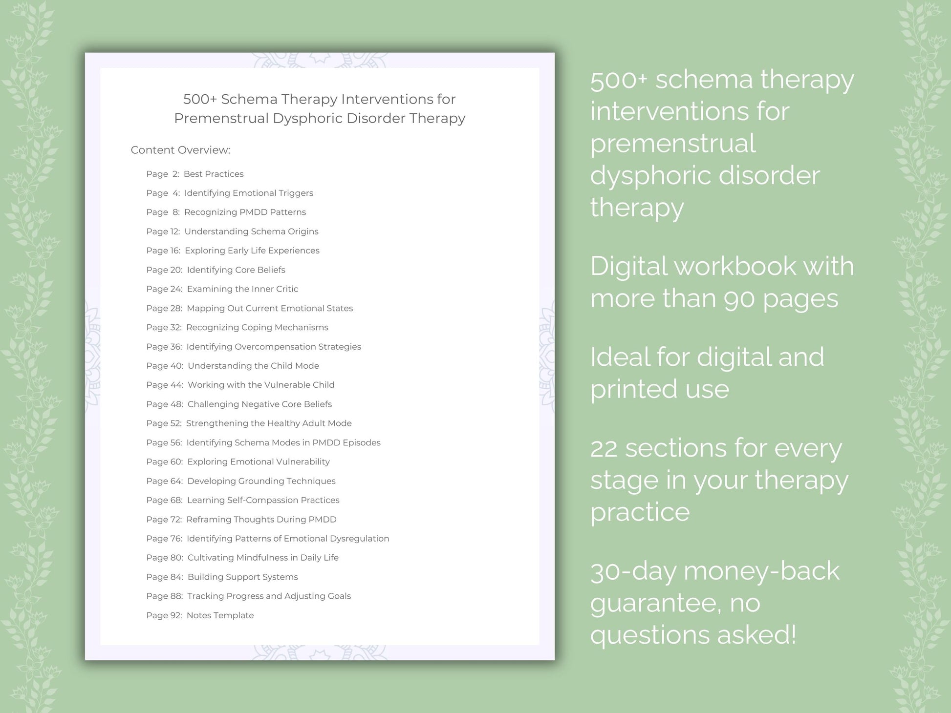 Premenstrual Dysphoric Disorder Schema Therapy Therapist Worksheets