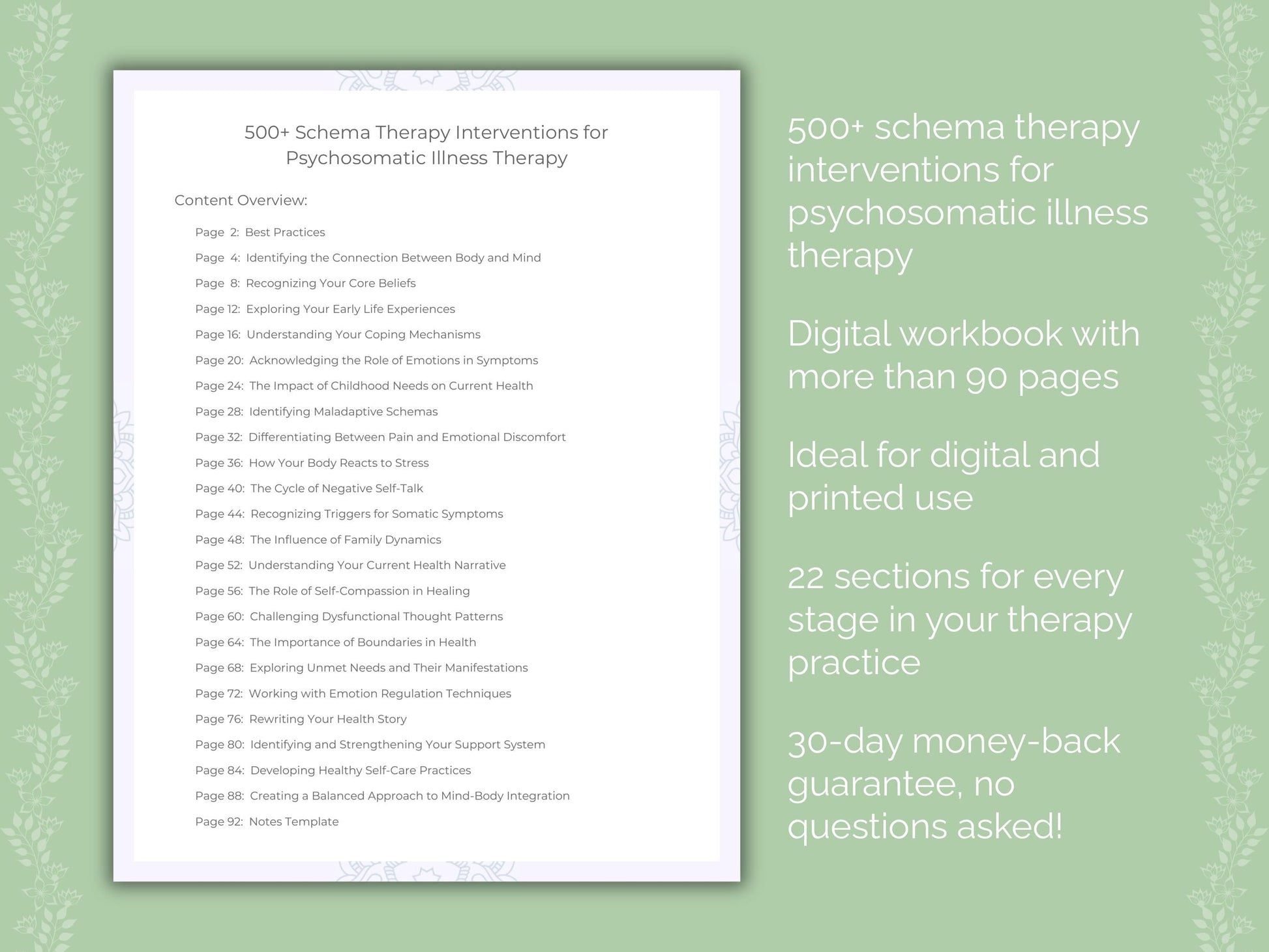 Psychosomatic Illness Schema Therapy Therapist Worksheets