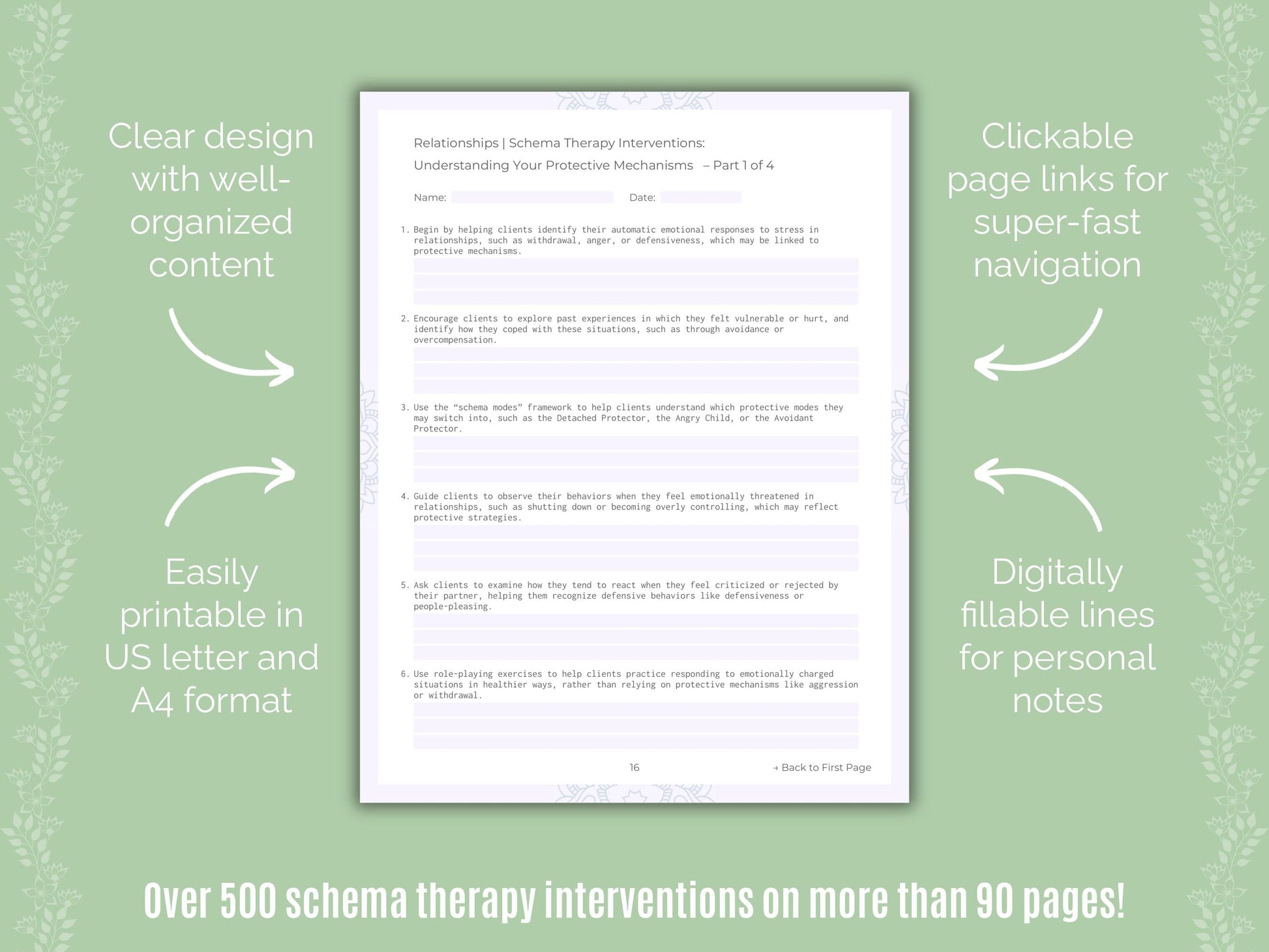 Relationships Schema Therapy Counseling Templates