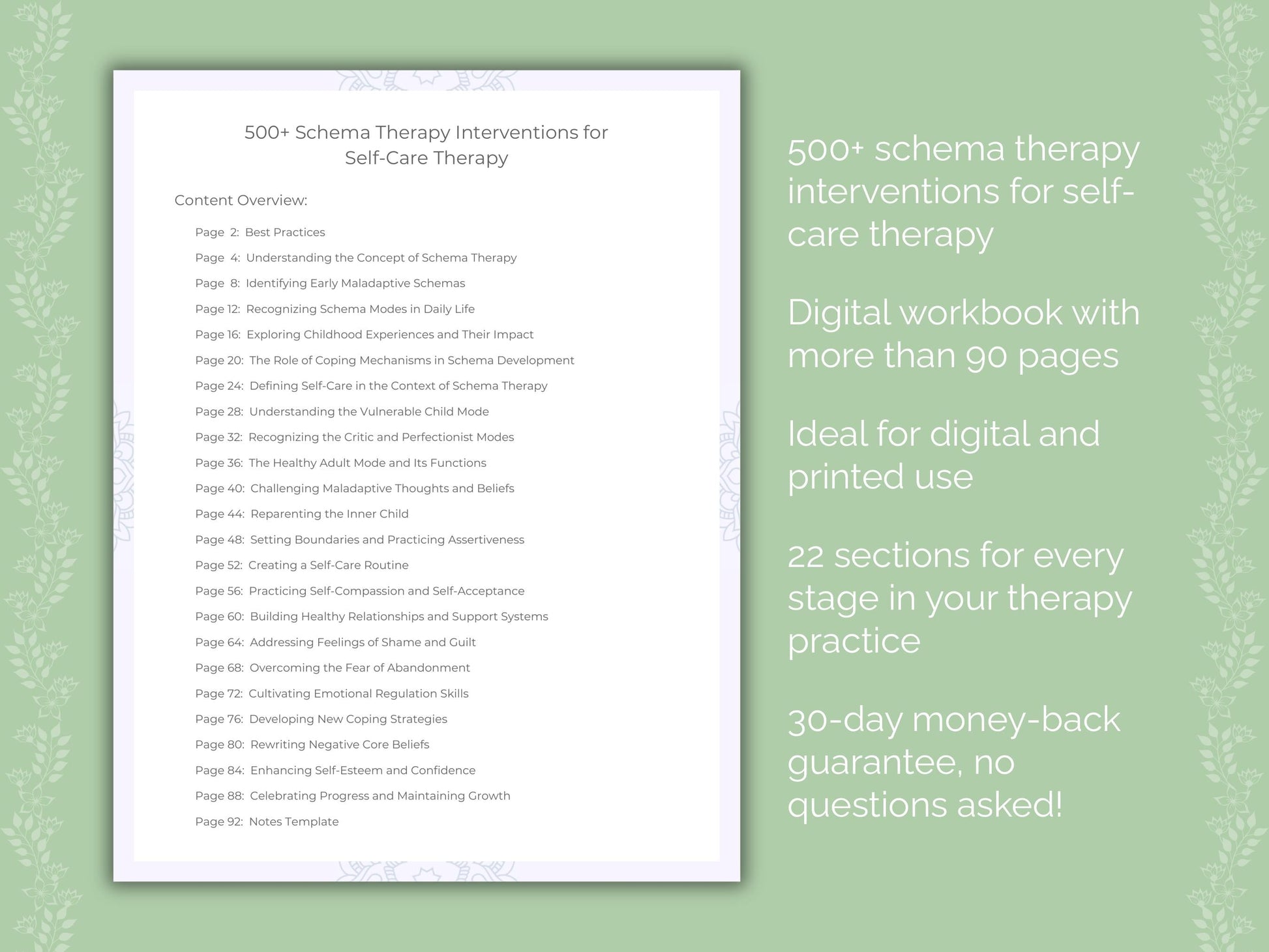 Self-Care Schema Therapy Therapist Worksheets