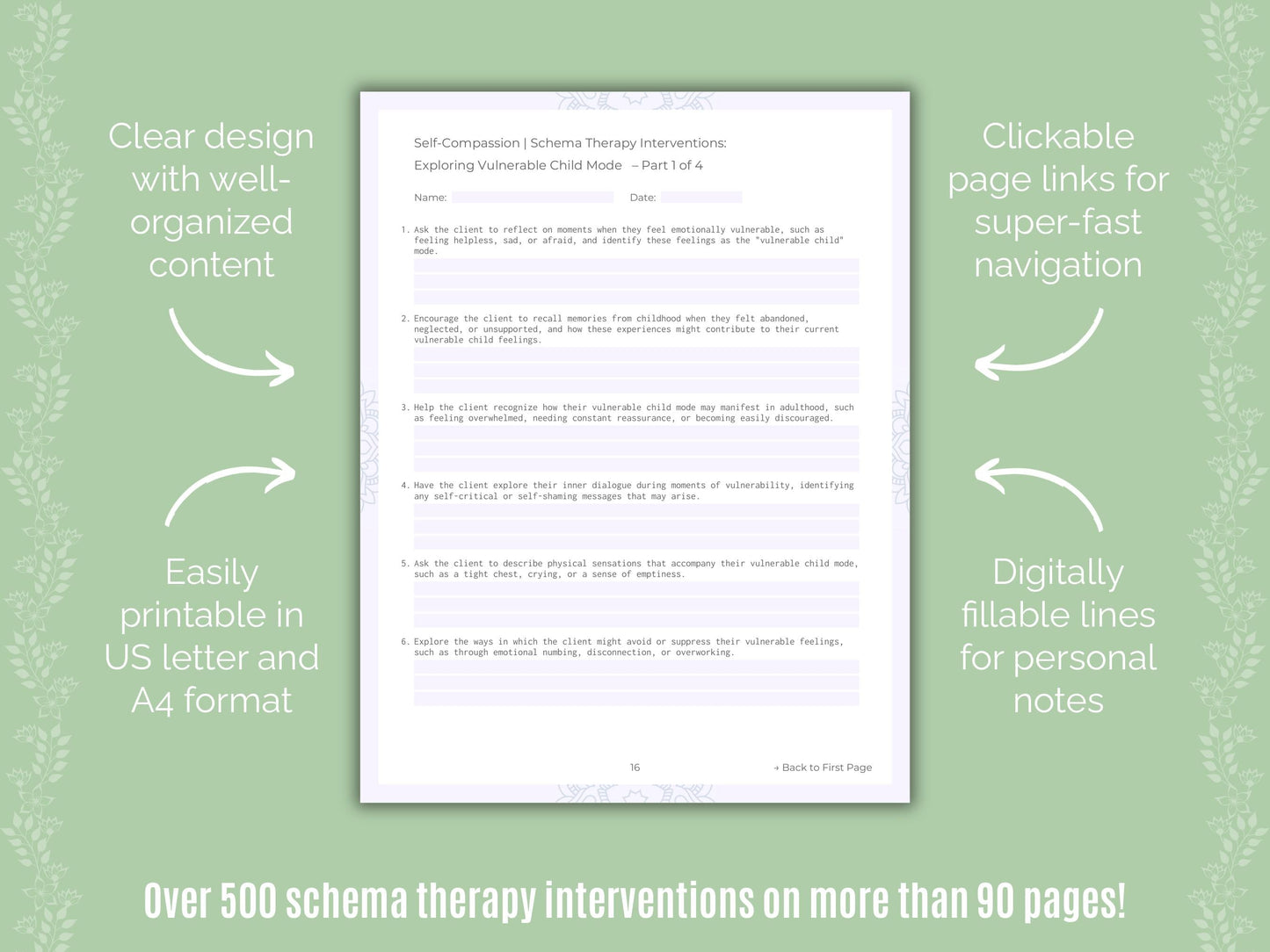 Self-Compassion Schema Therapy Counseling Templates