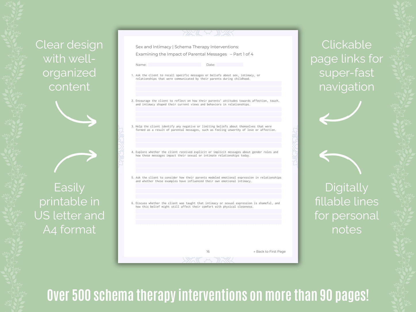 Sex and Intimacy Schema Therapy Counseling Templates