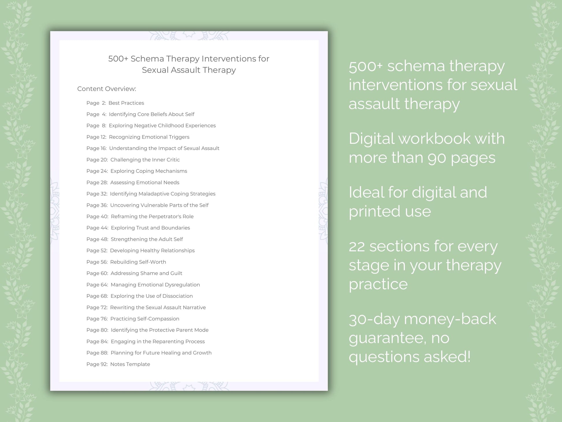 Sexual Assault Schema Therapy Therapist Worksheets