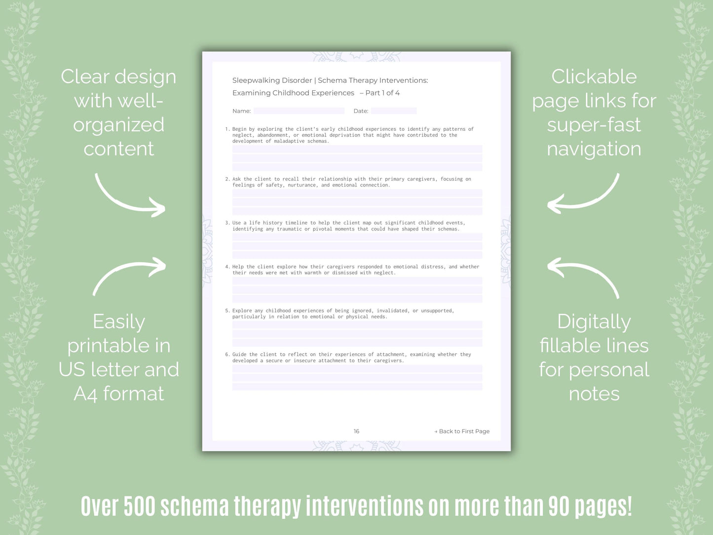 Sleepwalking Disorder Schema Therapy Counseling Templates