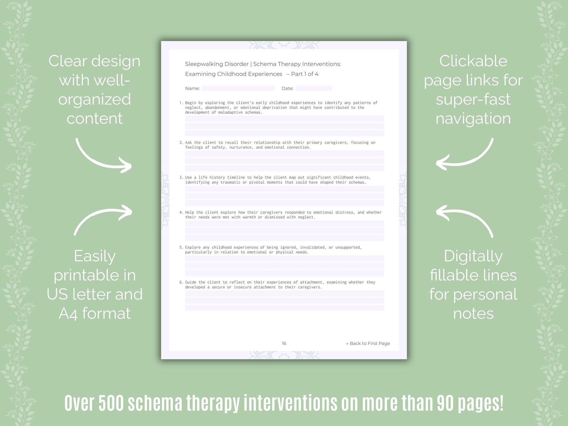 Sleepwalking Disorder Schema Therapy Counseling Templates