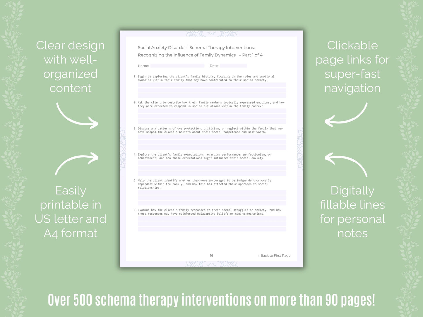 Social Anxiety Disorder Schema Therapy Counseling Templates