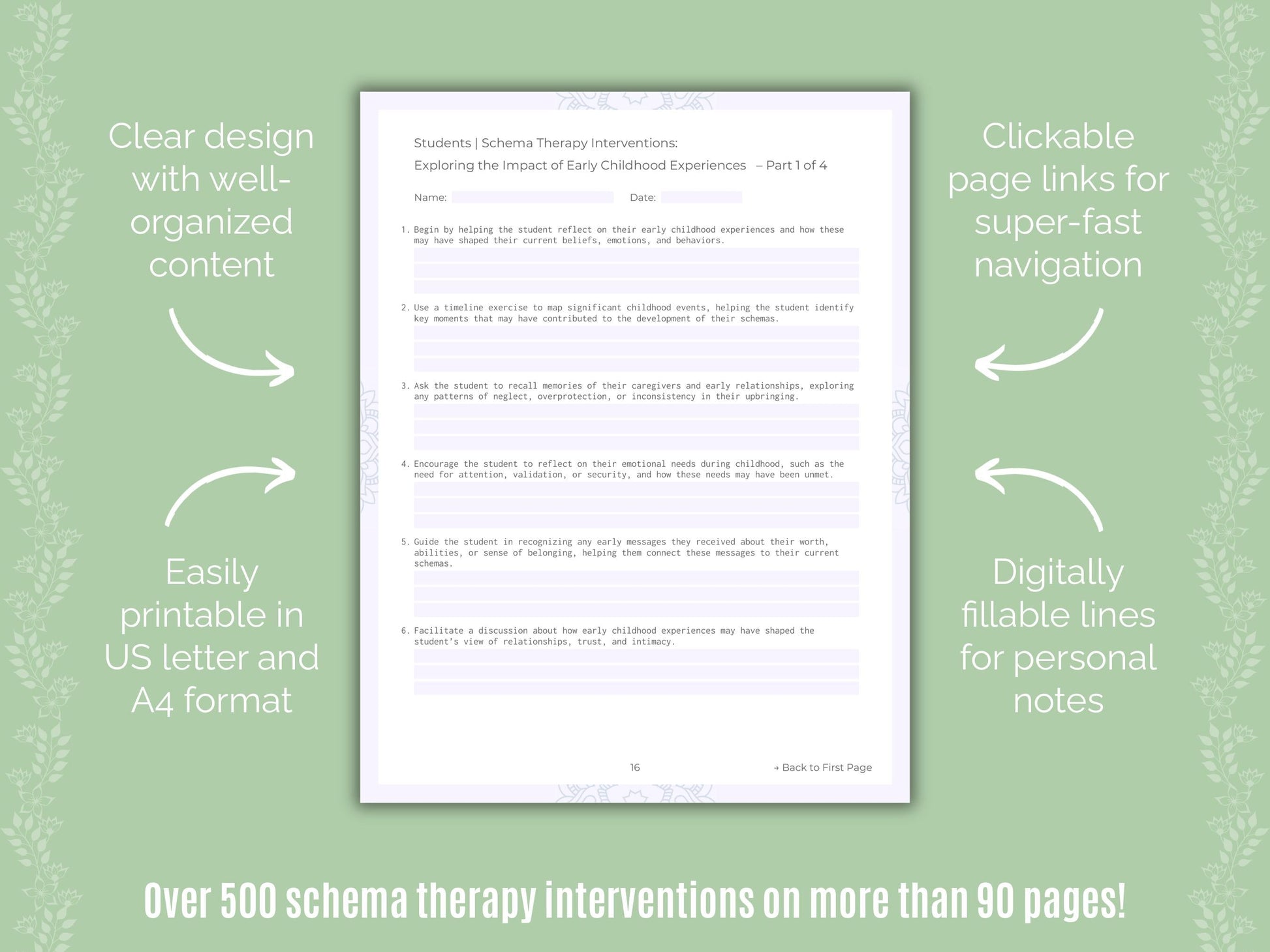 Students Schema Therapy Counseling Templates