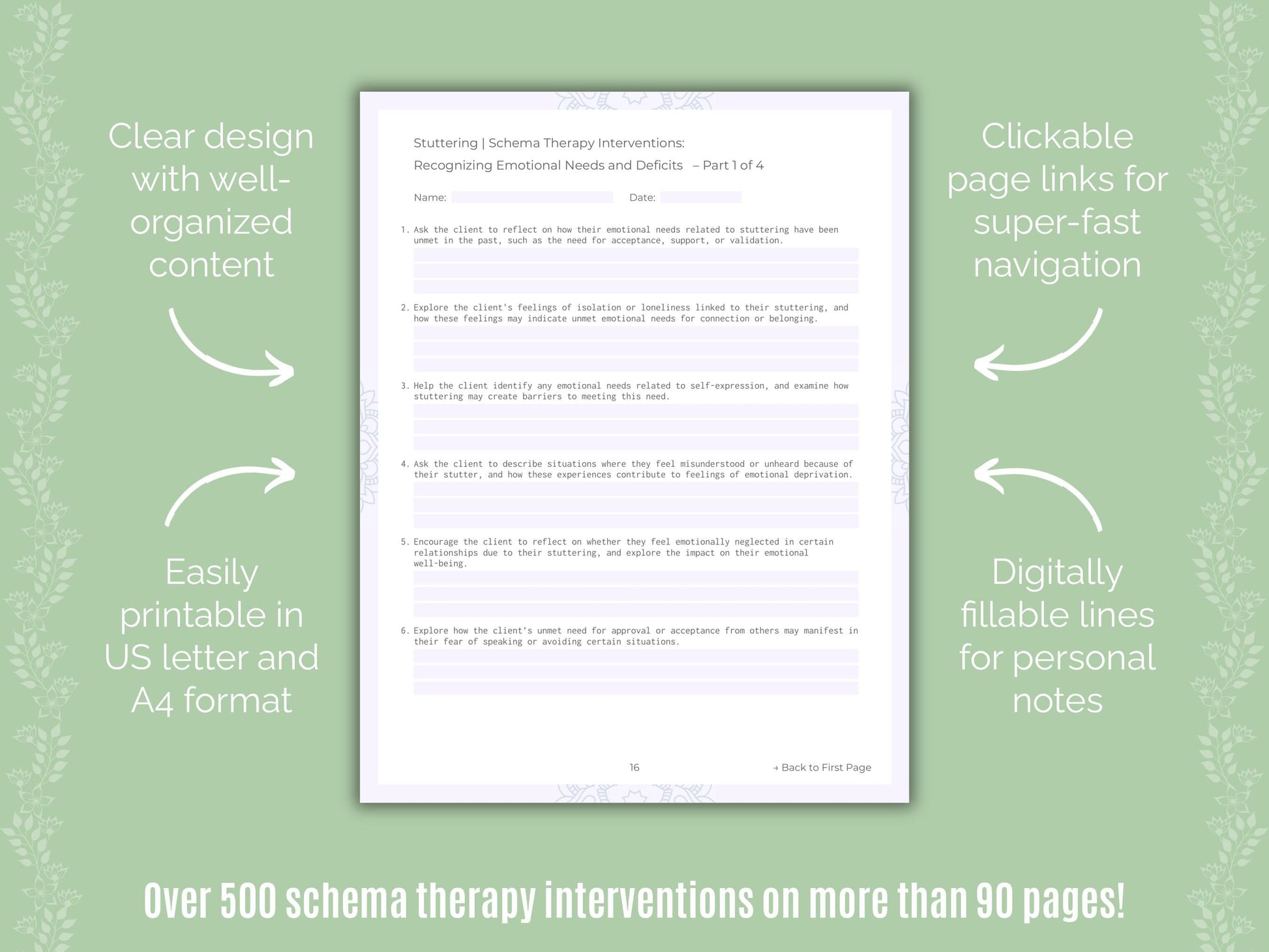 Stuttering Schema Therapy Counseling Templates