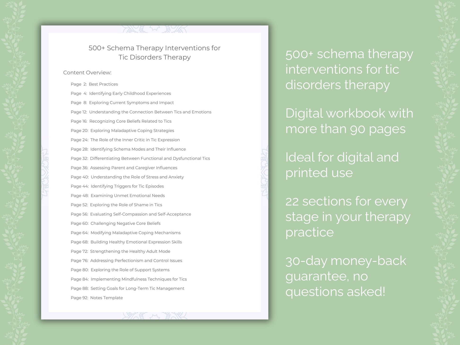 Tic Disorders Schema Therapy Therapist Worksheets