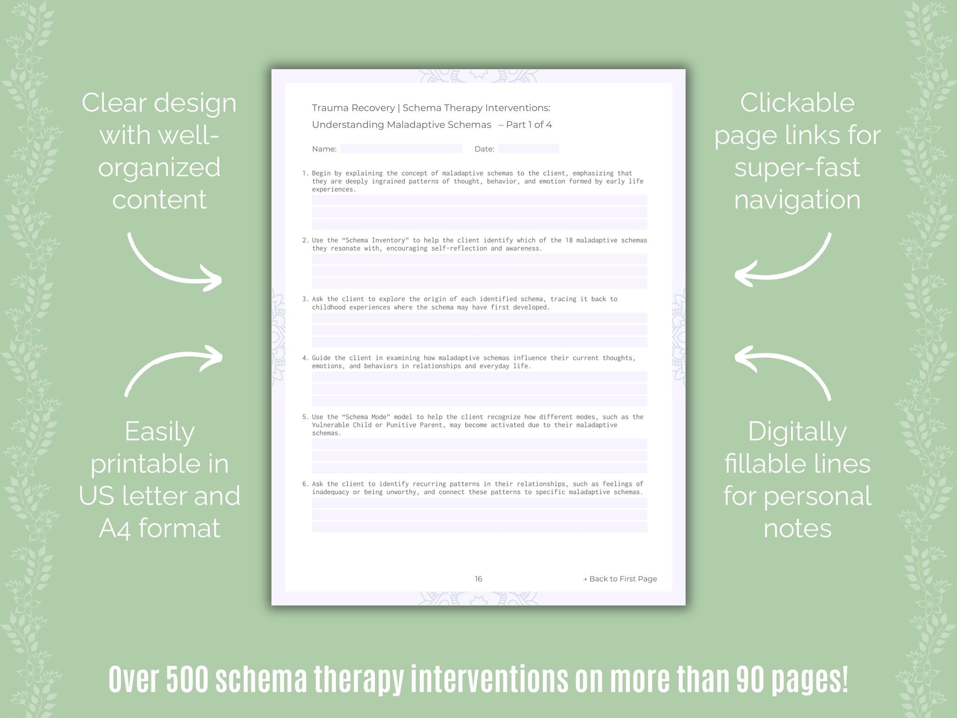 Trauma Recovery Schema Therapy Counseling Templates