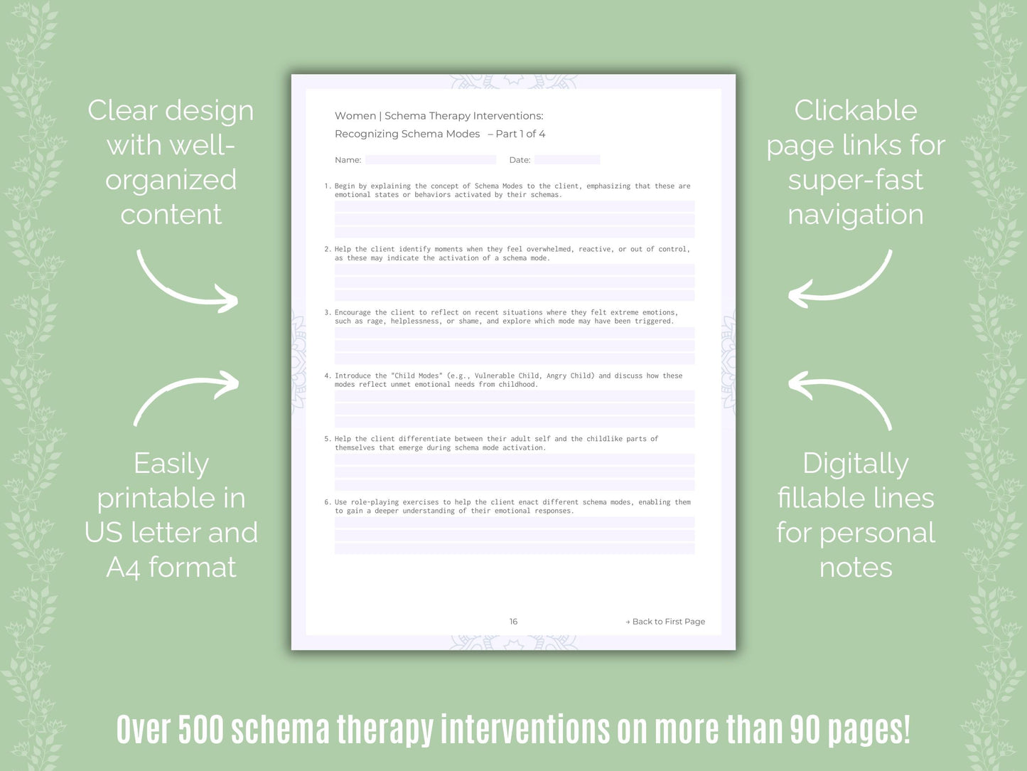 Women Schema Therapy Counseling Templates