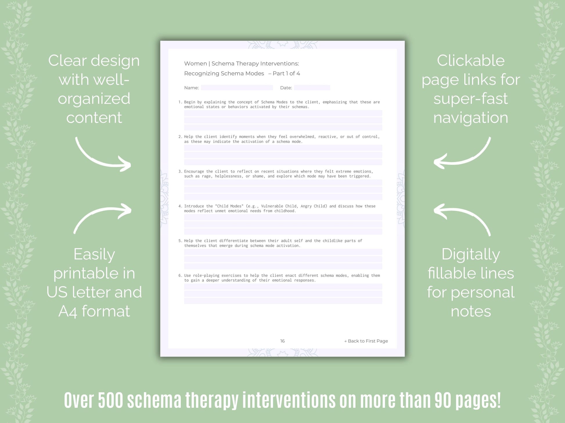 Women Schema Therapy Counseling Templates