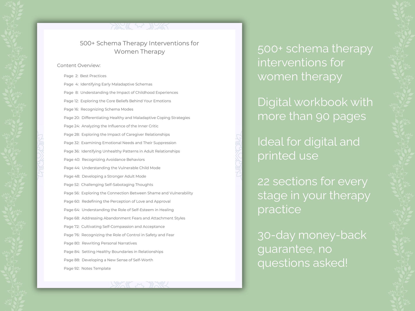 Women Schema Therapy Therapist Worksheets