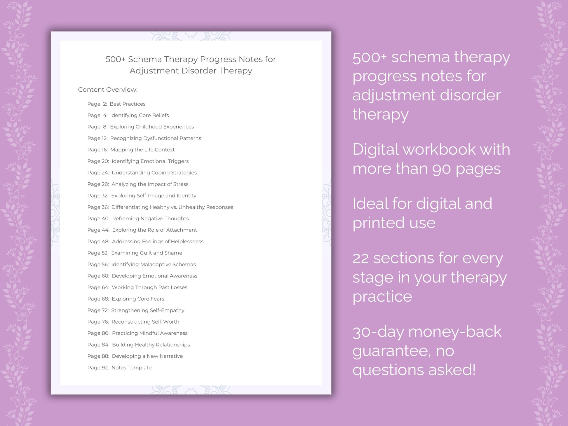 Adjustment Disorder Schema Therapy Therapist Worksheets