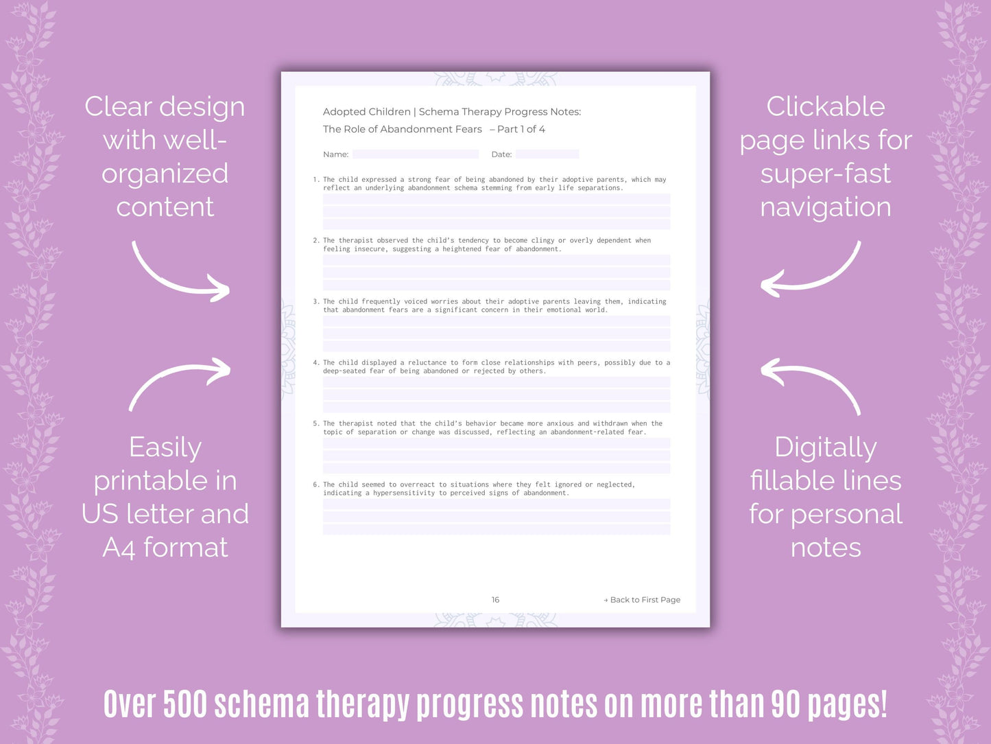Adopted Children Schema Therapy Counseling Templates