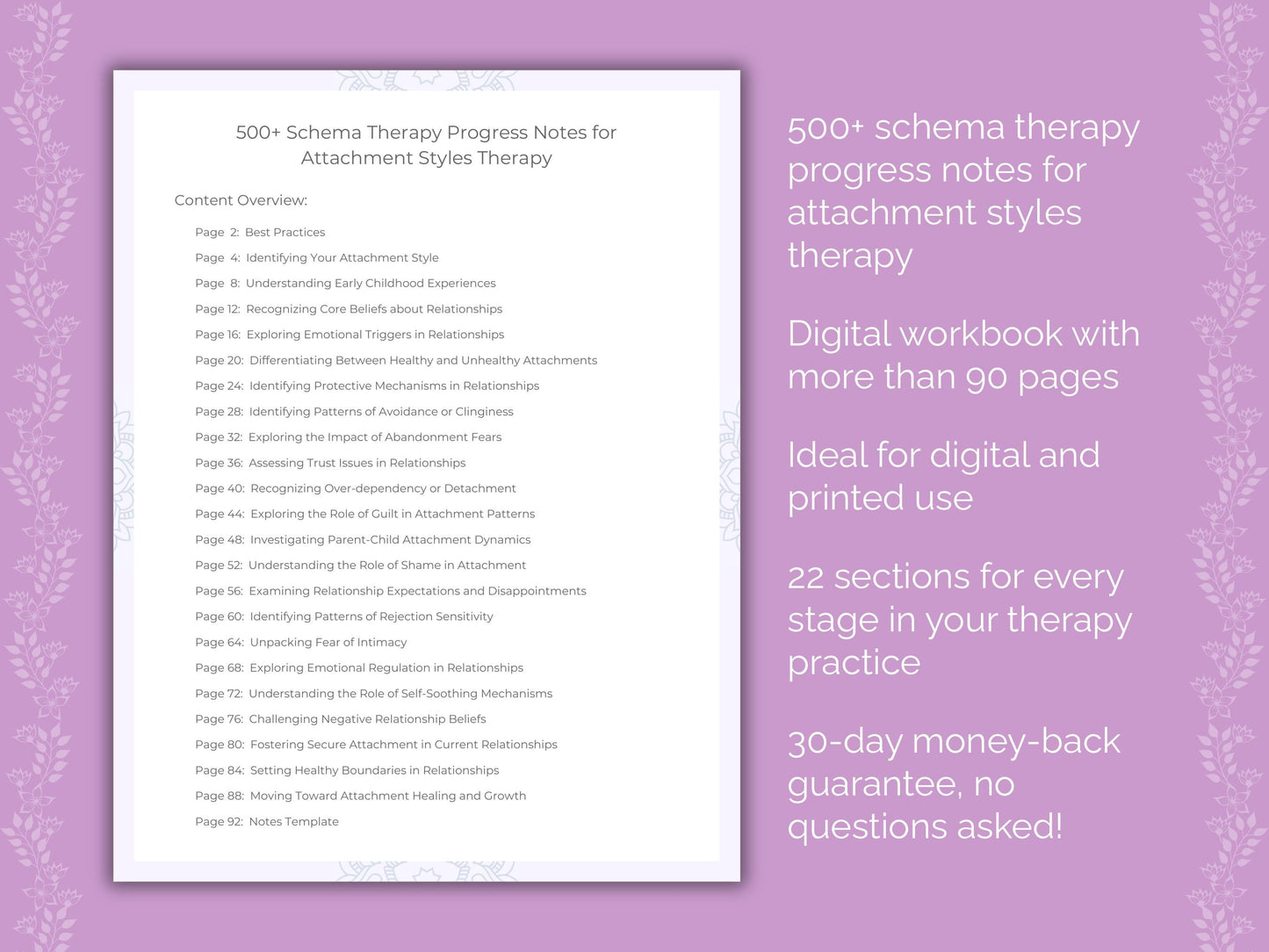 Attachment Styles Schema Therapy Therapist Worksheets