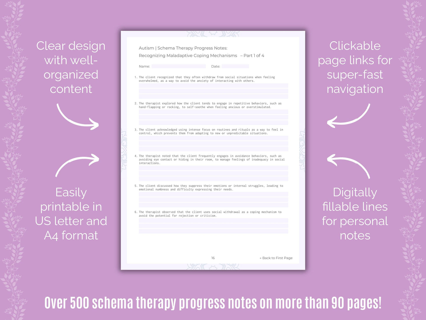 Autism Spectrum Disorder Schema Therapy Counseling Templates