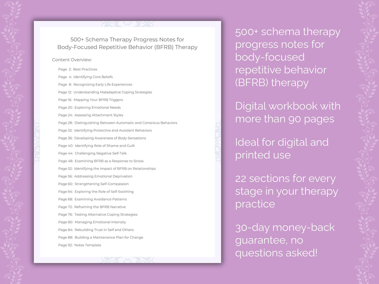 Body-Focused Repetitive Behavior (BFRB) Schema Therapy Therapist Worksheets