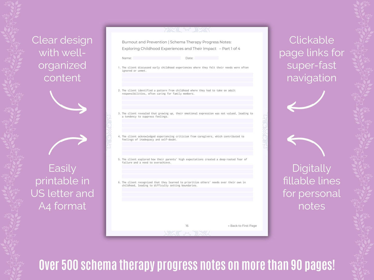 Burnout and Prevention Schema Therapy Counseling Templates