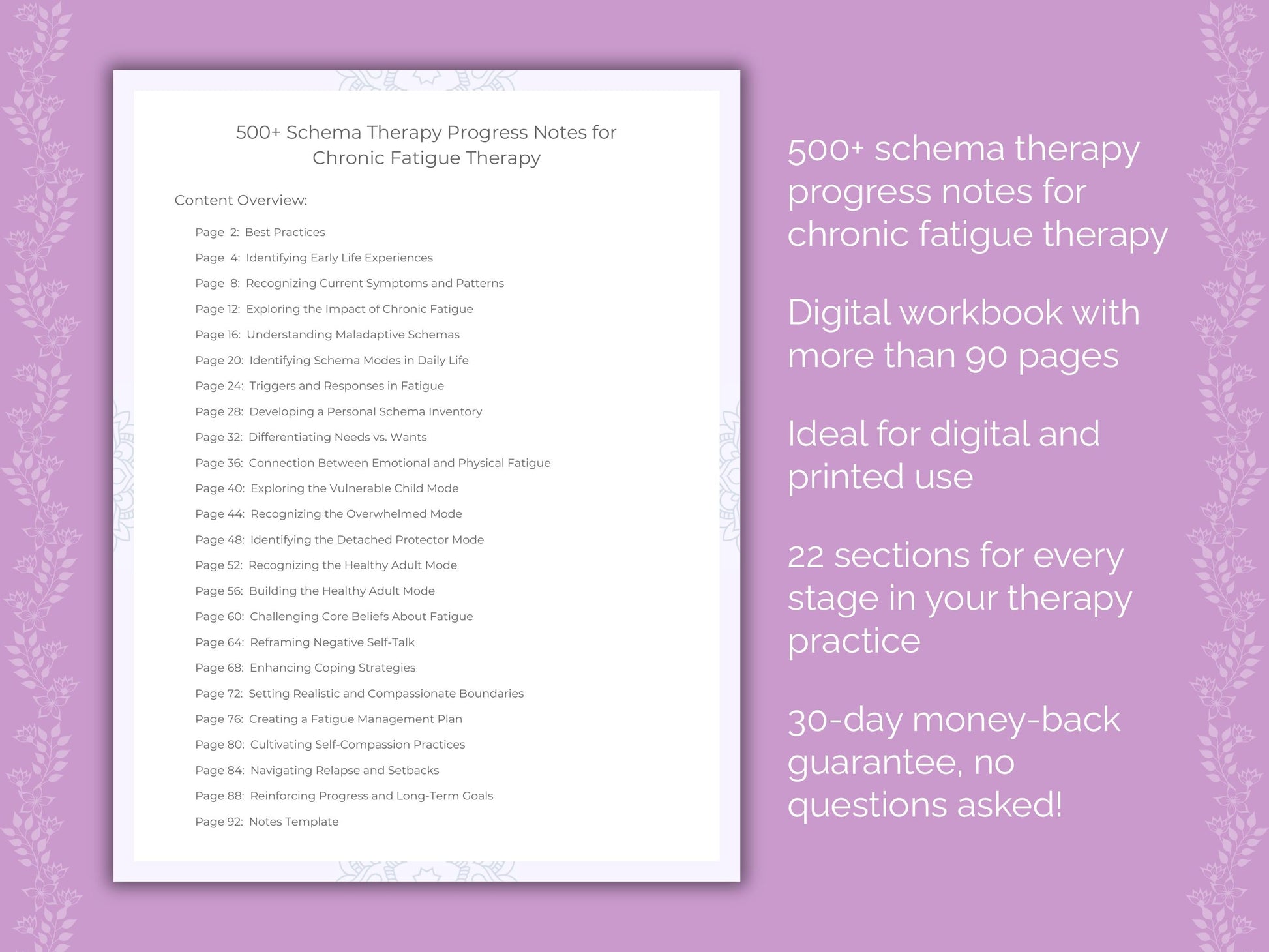 Chronic Fatigue Schema Therapy Therapist Worksheets