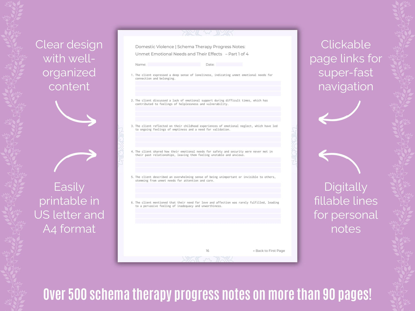 Domestic Violence Schema Therapy Counseling Templates