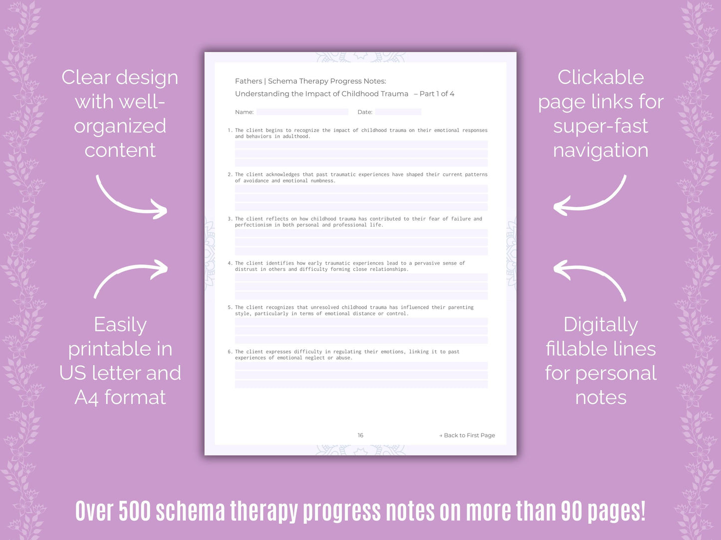 Fathers Schema Therapy Counseling Templates