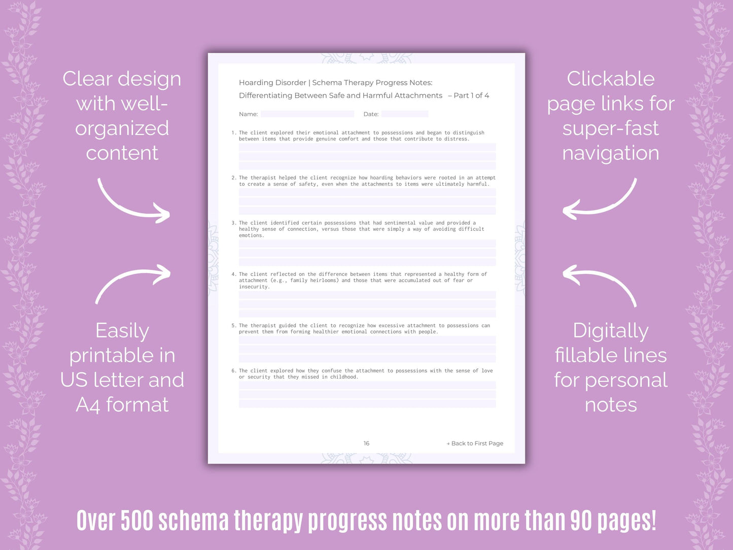 Hoarding Disorder Schema Therapy Counseling Templates
