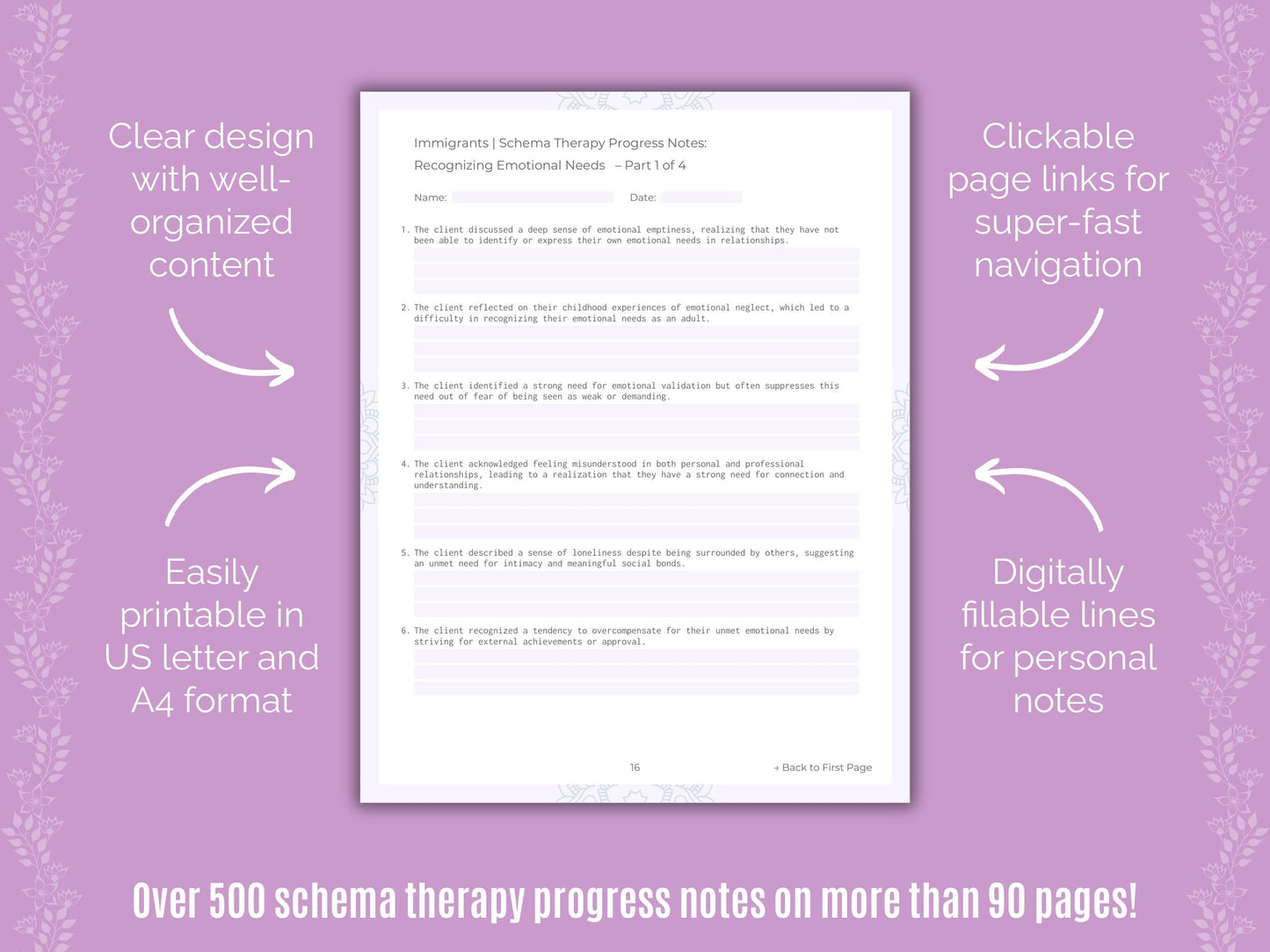 Immigrants Schema Therapy Counseling Templates