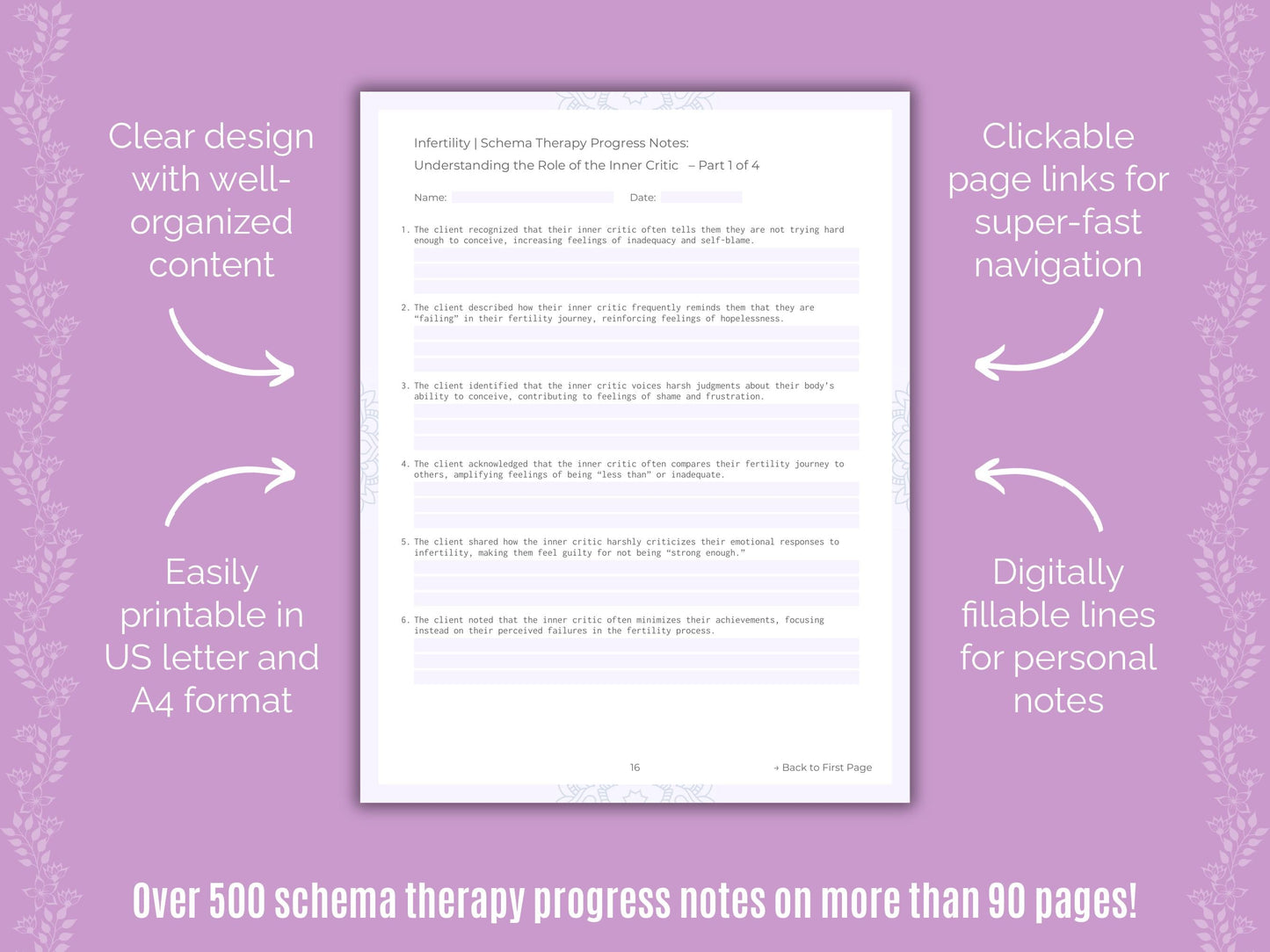 Infertility Schema Therapy Counseling Templates