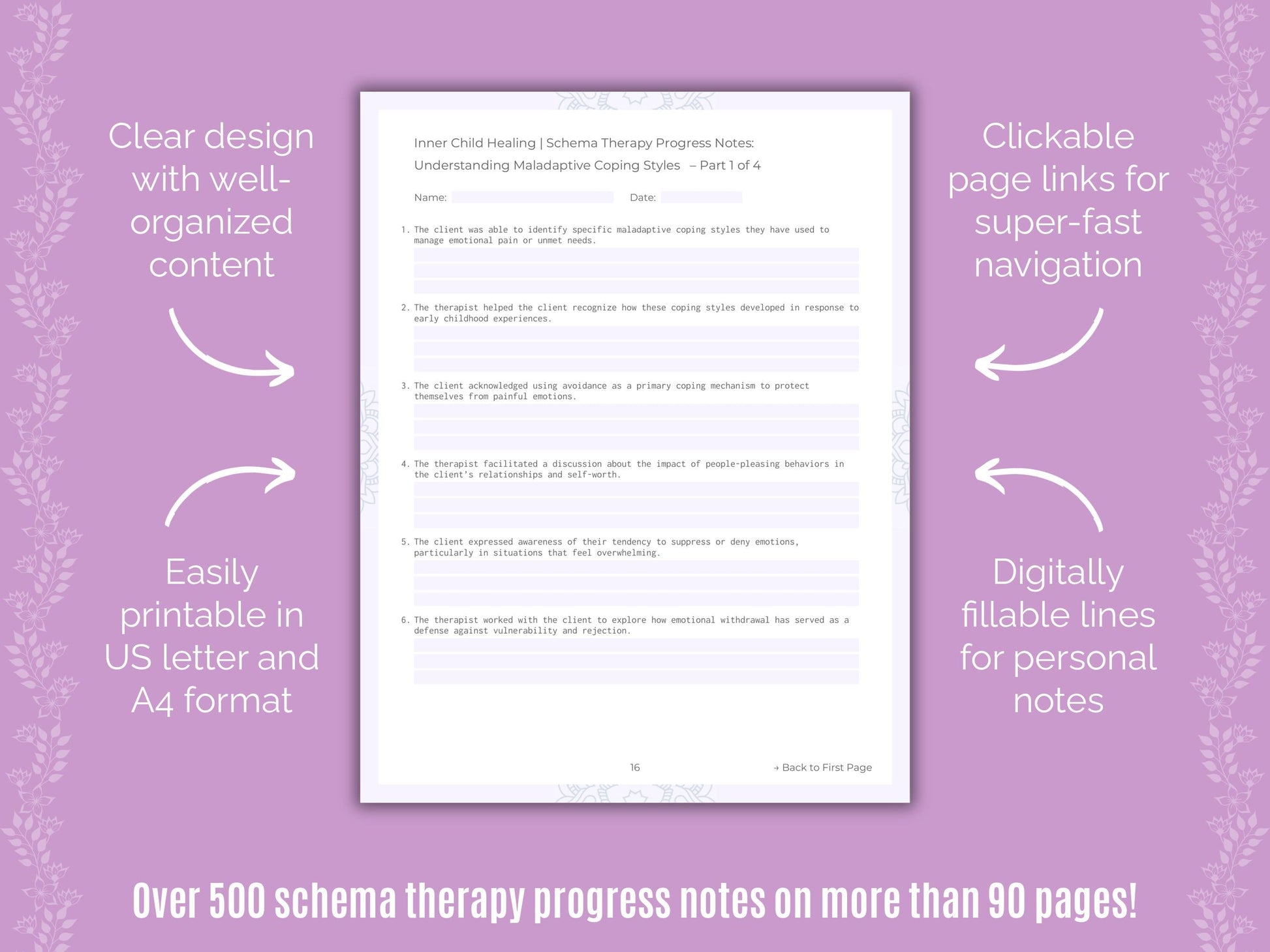 Inner Child Healing Schema Therapy Counseling Templates