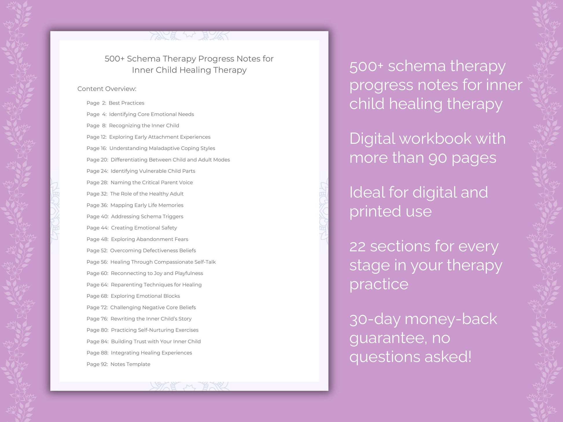 Inner Child Healing Schema Therapy Therapist Worksheets