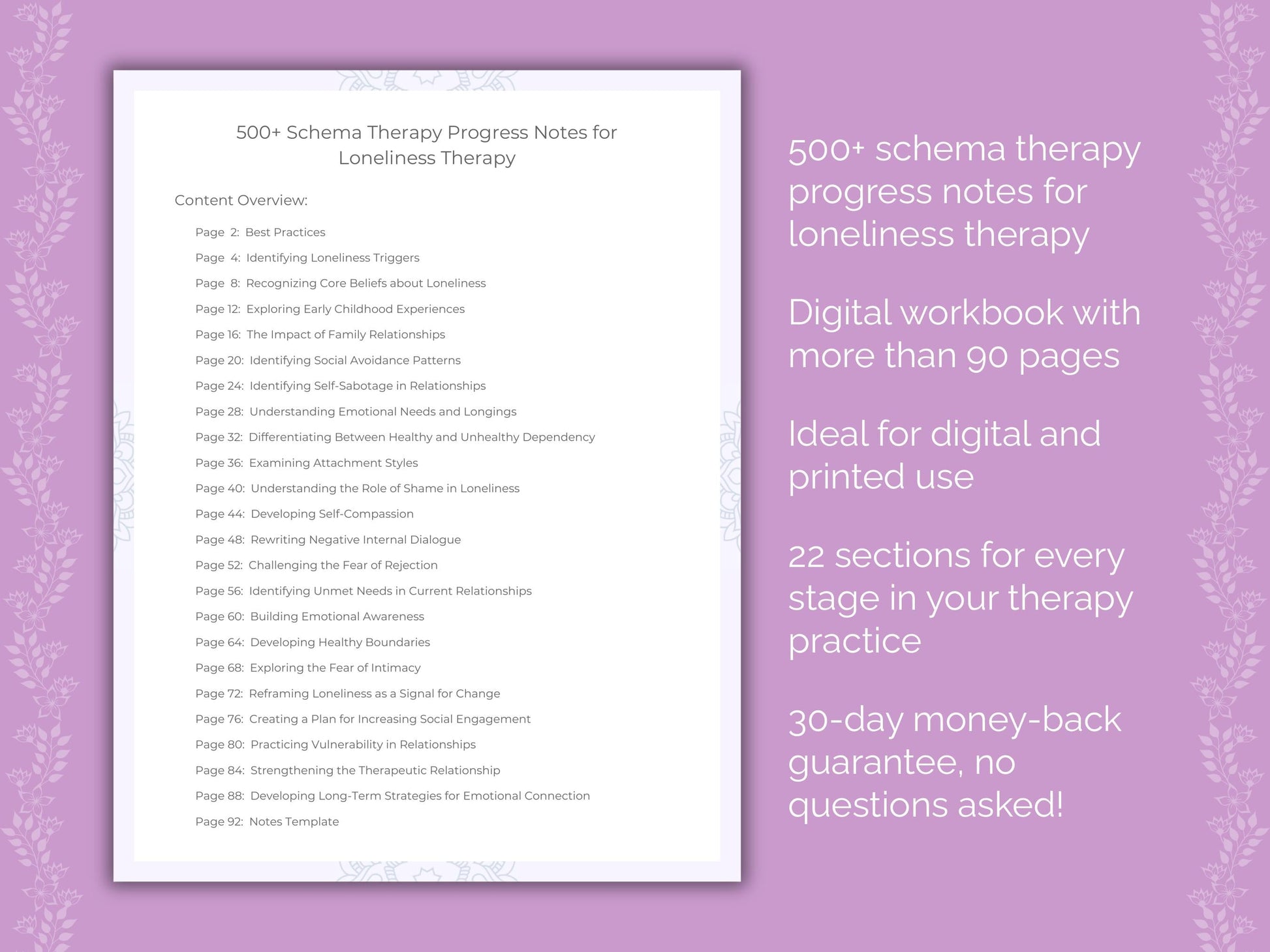 Loneliness Schema Therapy Therapist Worksheets