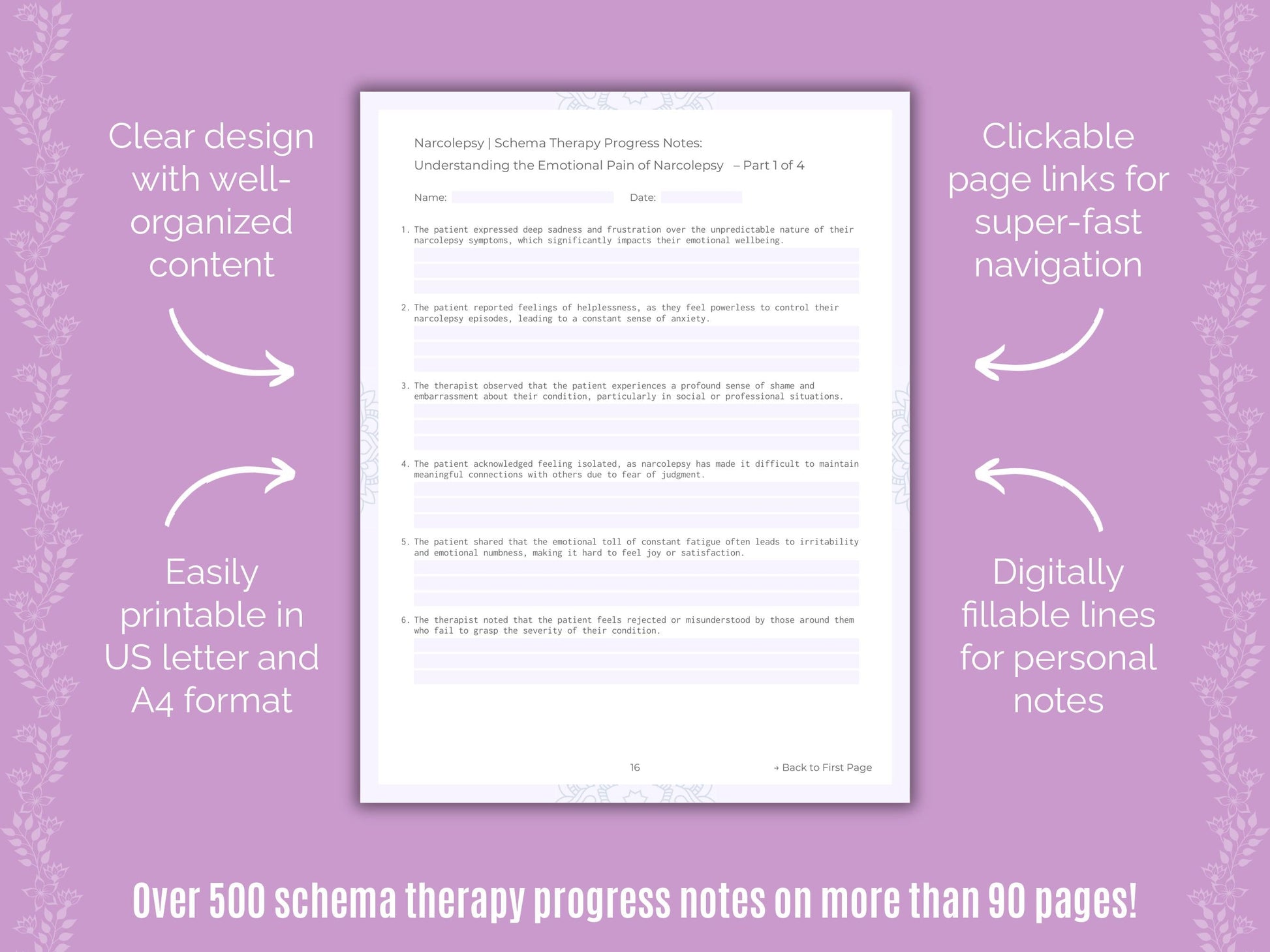 Narcolepsy Schema Therapy Counseling Templates
