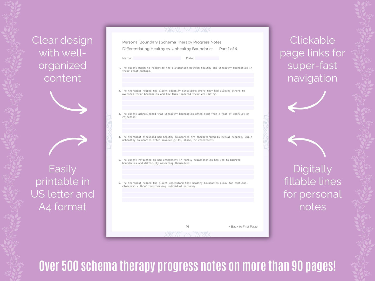 Personal Boundary Schema Therapy Counseling Templates
