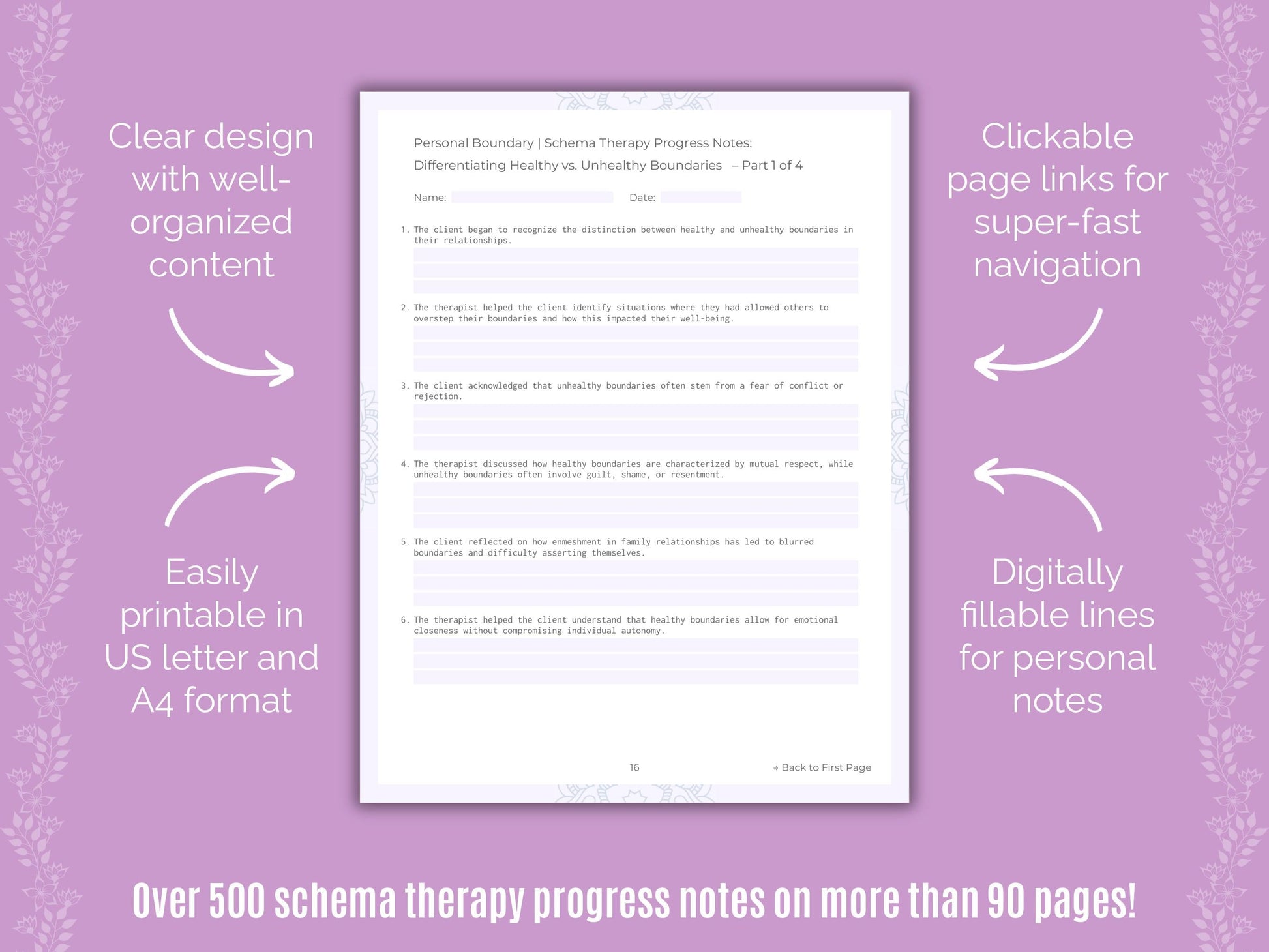 Personal Boundary Schema Therapy Counseling Templates