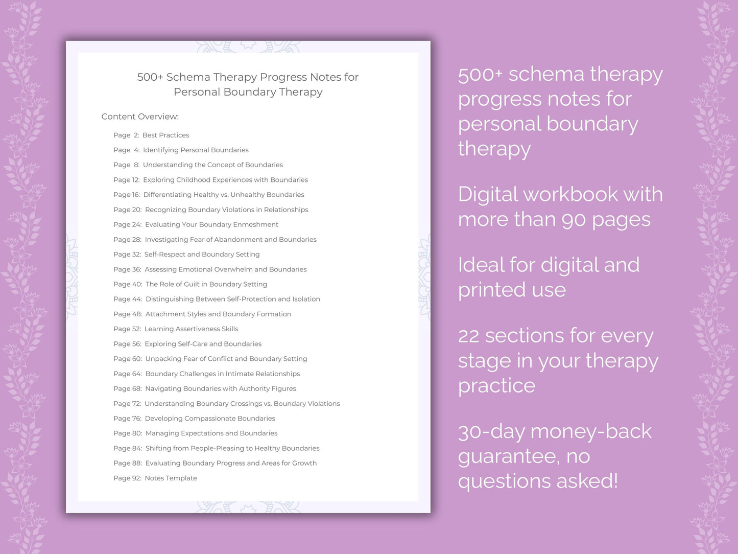 Personal Boundary Schema Therapy Therapist Worksheets