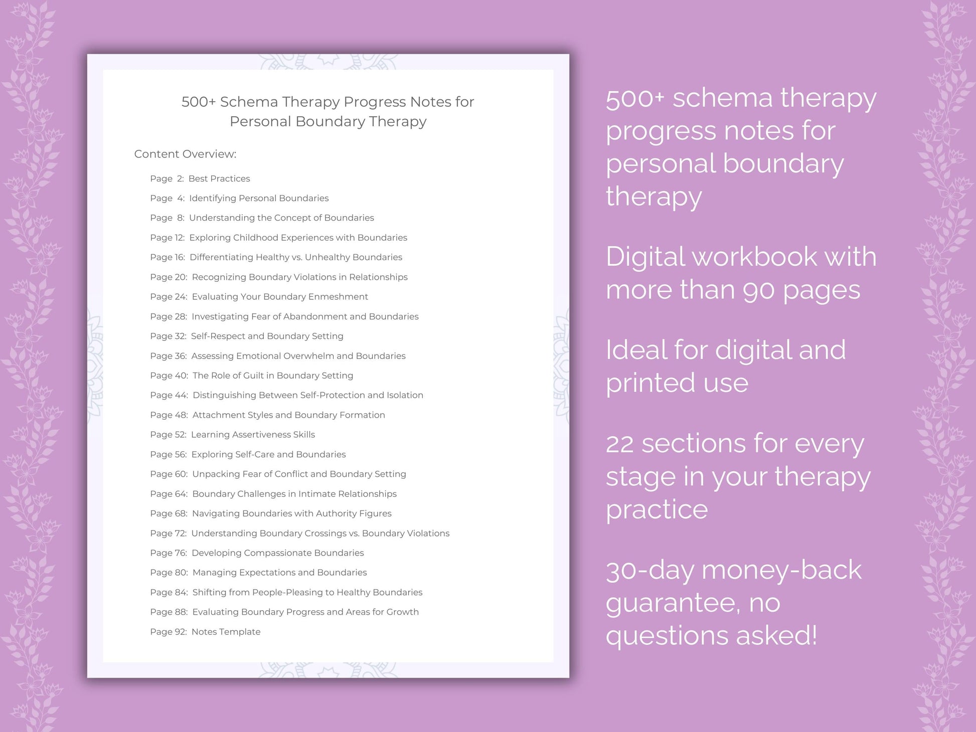 Personal Boundary Schema Therapy Therapist Worksheets