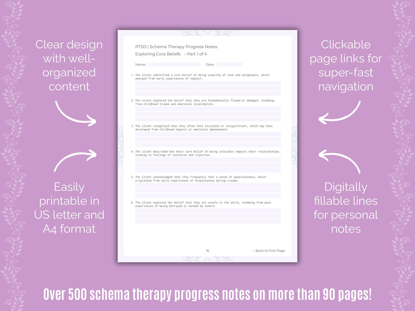 Post-Traumatic Stress Disorder (PTSD) Schema Therapy Counseling Templates