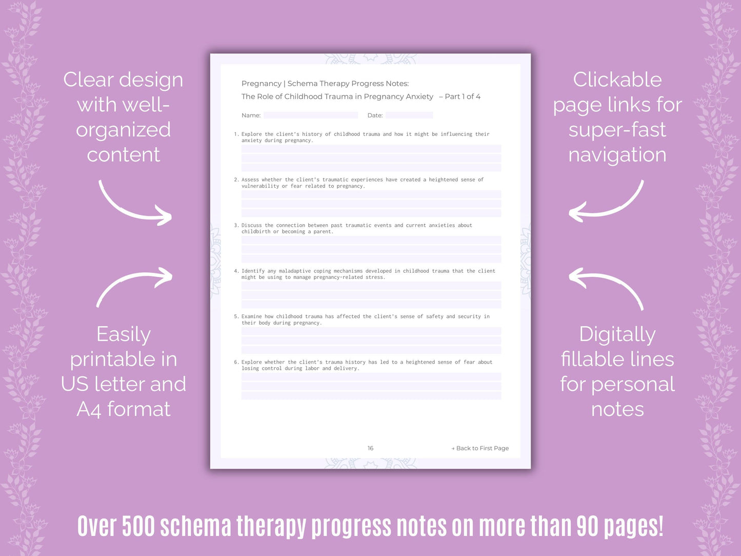 Pregnancy Schema Therapy Counseling Templates