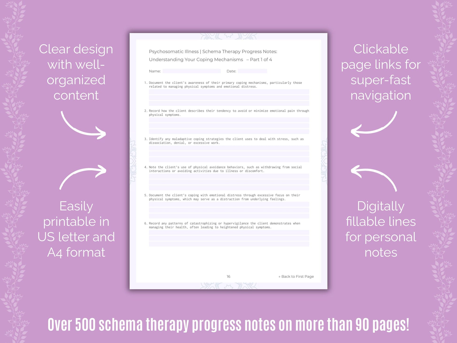 Psychosomatic Illness Schema Therapy Counseling Templates